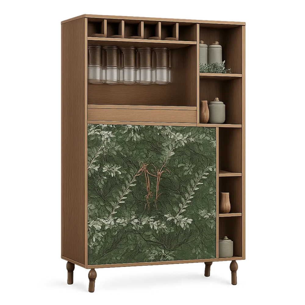 Sideboard Hochschrank mit Türen Regalen MDF Holzwerkstoff Natur Grün 120 x 40 x 160 cm