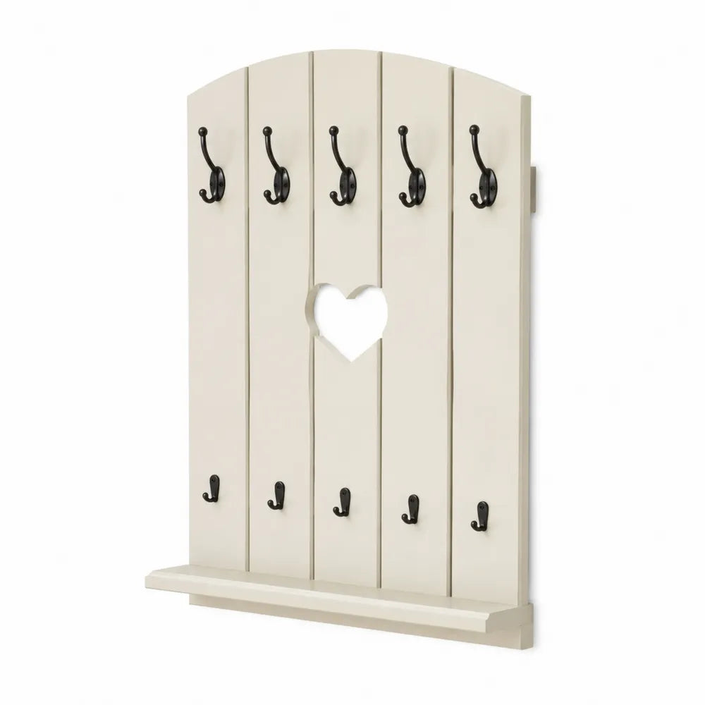 Garderobenpaneel mit Haken und Ablage MDF Holzwerkstoff Wandgarderobe Rechteckig Weiß Schwarz 80 x 10 x 100 cm