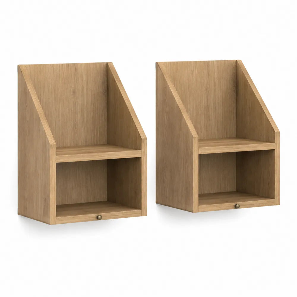 Nachttische 2er Set MDF Eiche Optik mit Ablagefach 40 x 35 x 60 cm