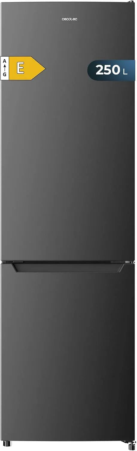 Cecotec Bolero CoolMarket Combi Kühl-Gefrierkombination, 250 L, 180x55Cm, Energieklasse E, No Frost, Edelstahl, Kühlschrank mit Gefrierfach, 250L