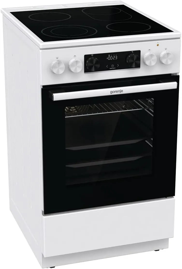 Gorenje GECS5C Standherd mit Backofen, 50 cm, 70 L, Weiß, Gorenje GECS5C 70 WA Elektro-Standherd mit Glaskeramik-Kochfeld, 70 Liter, Schnellaufheizung
