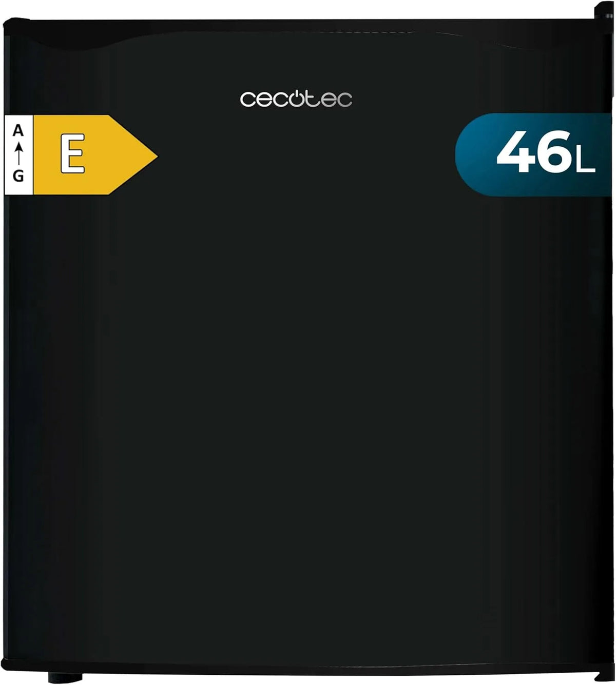 Cecotec Kühlschrank, 46 L, Schwarz, Umkehrbare Tür, Höhe 48, Breite 48 cm, 7 cm, Niedriger Energieverbrauch, Zyklischer Betrieb, Kompaktes Design