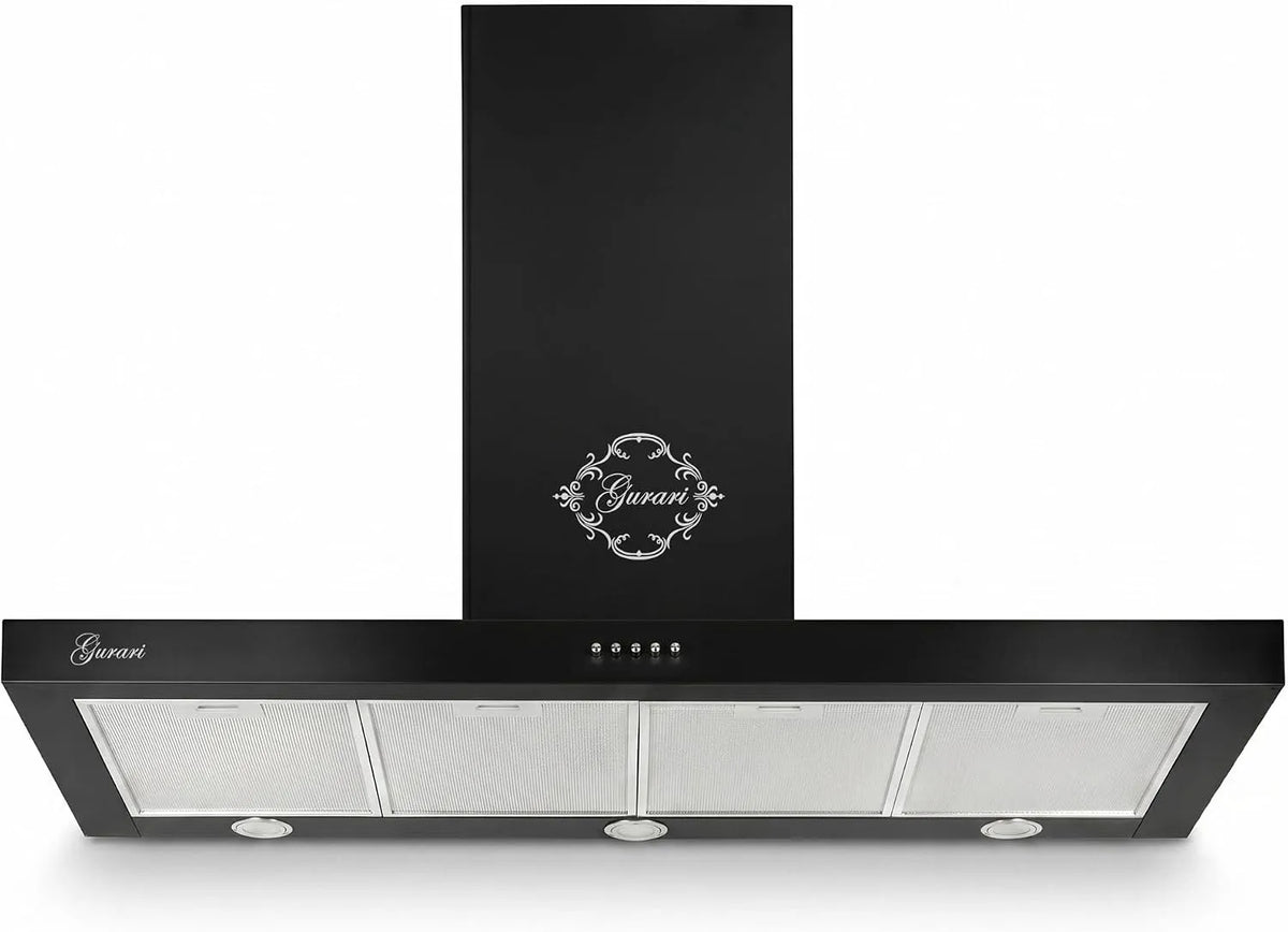 Dunstabzugshaube, 120 cm, 1000 m3/h, Energieklasse A, Küchenhaube, Abluft- und Umluftbetrieb, LED-Beleuchtung, Schwarz