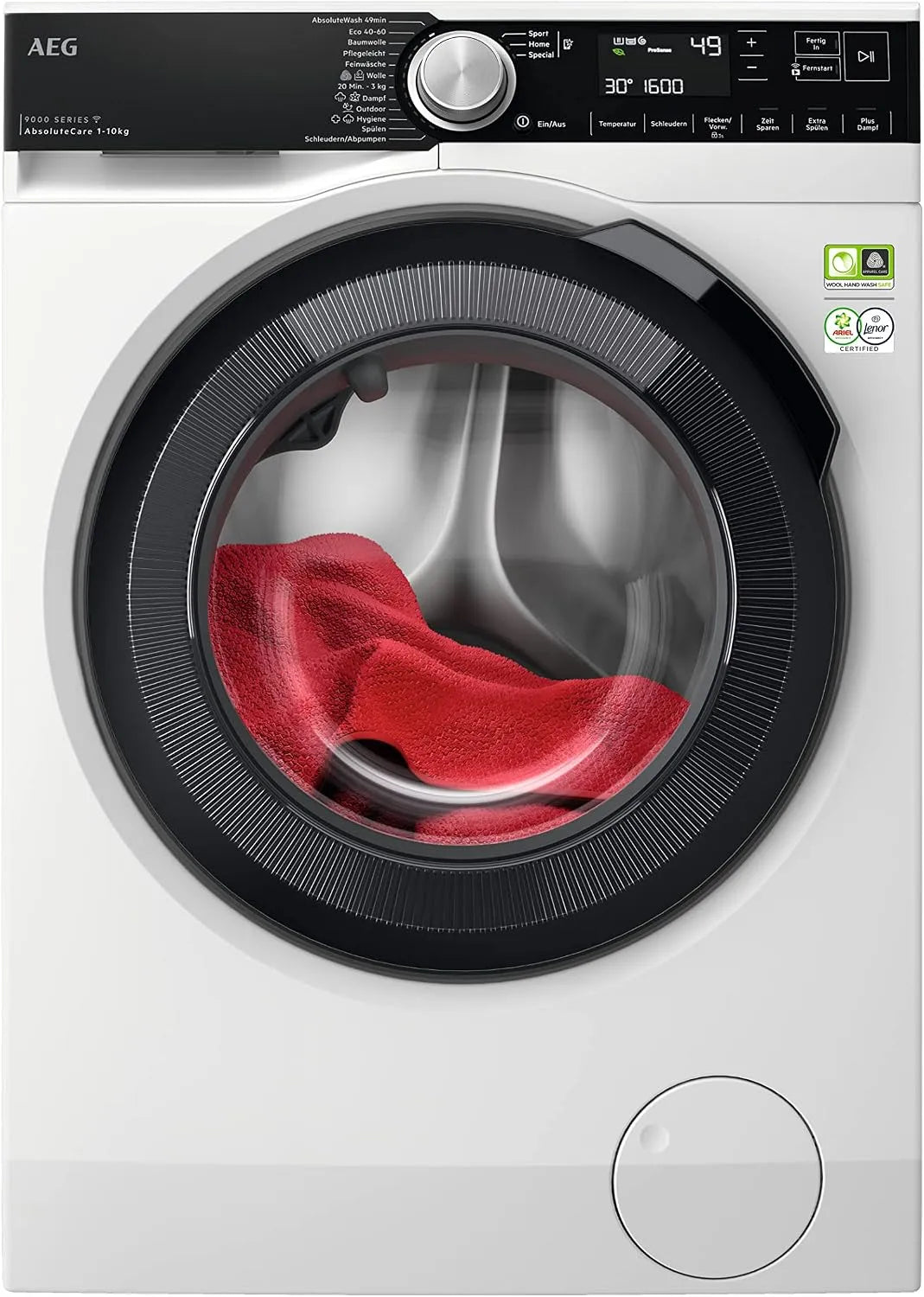 AEG Serie 9000 LR9W80600 Waschmaschine, 10 kg, Kindersicherung, WLAN, AEG LR9W80600 WiFi Waschmaschine, 1600 U/min, Wasservorenthärtung