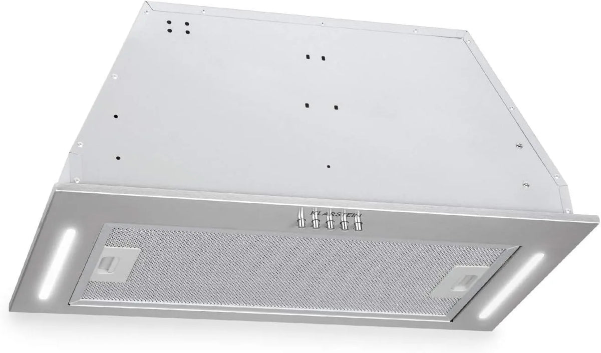 Klarstein Dunstabzugshaube, 60cm, 590 m3/h, 61 dB, Küchenhaube, Einbau, leise, Edelstahl, Silber, 190 Watt Motorleistung in 3 Stufen, LED, Ablufthaube
