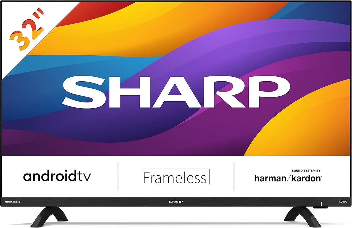 Google 32DI6EA Smart TV, 32 Zoll, Energieklasse F, Fernseher, Android OS, Modelljahr 2021, SHARP 32DI6EA Android TV 81 cm, Smart TV ohne Rahmen
