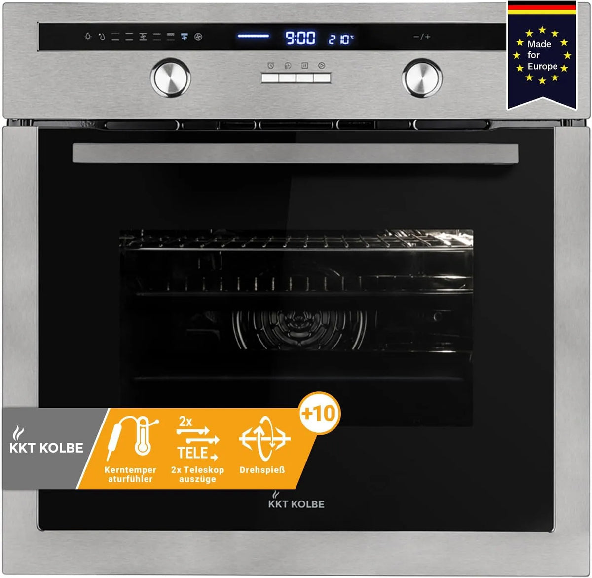 Backofen, 60 cm, 70 L, KKT EB8013ED, Einbau, Schwarz, silber schwarz
