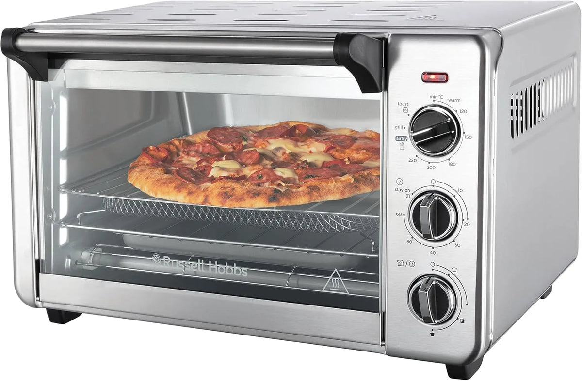 Russell Hobbs Backofen, 20 L, Edelstahl, Russell Hobbs Mini-Backofen Airfryer, mit Frittierkorb