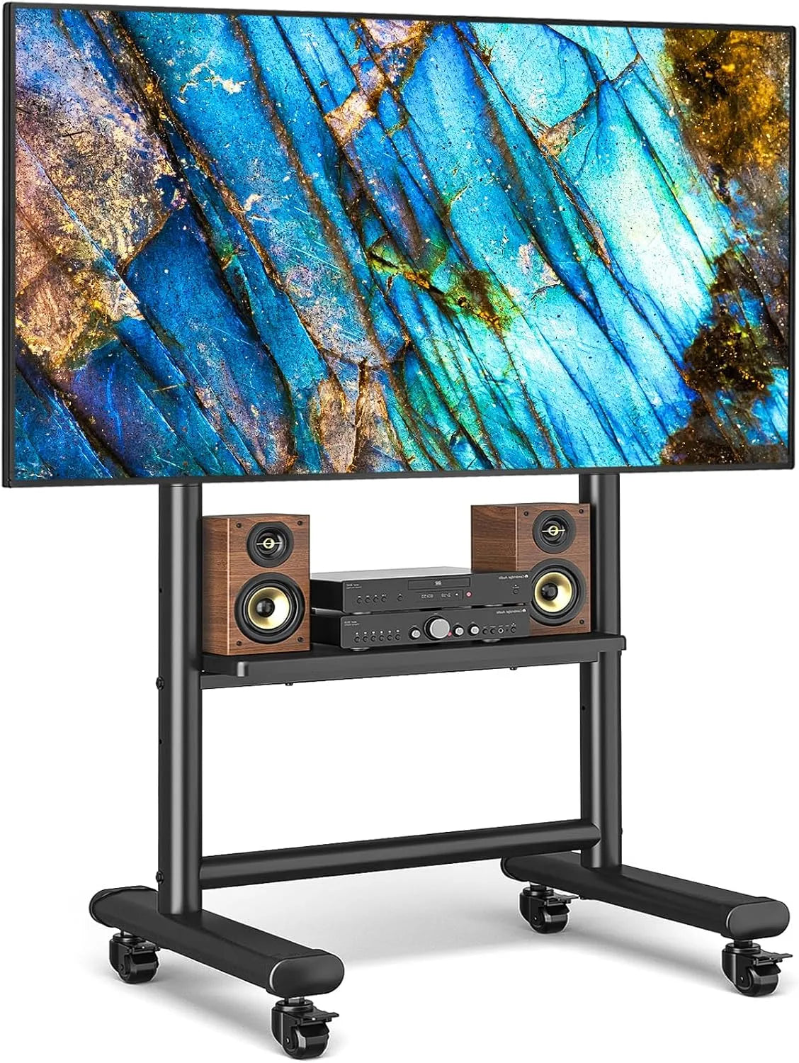 TV-Möbel, 86 Zoll, RFIVER TV Ständer Rollbar mit Ablage Für 50-86 Zoll Flach Curved Fernseher