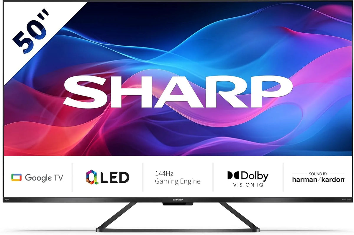 Google 50GR8265E Smart TV, 50 Zoll, 144 Hz, Fernseher, 4K UHD, QLED, HDMI, Apps, 126 cm, ALLM & VRR, SHARP, 4K Ultra HD 144Hz Google TV - Gaming &