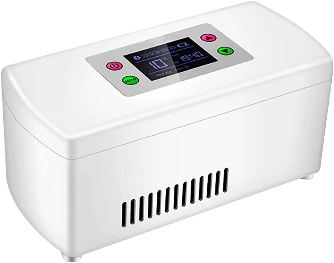 Elektrische Kühlbox, 2 bis 8 °C, tragbar, Gefrierfach, Auto, Medikamenten- und Insulintransport, mobile Kühlbox, LED-Display, Kühlschrank, Impfstoff