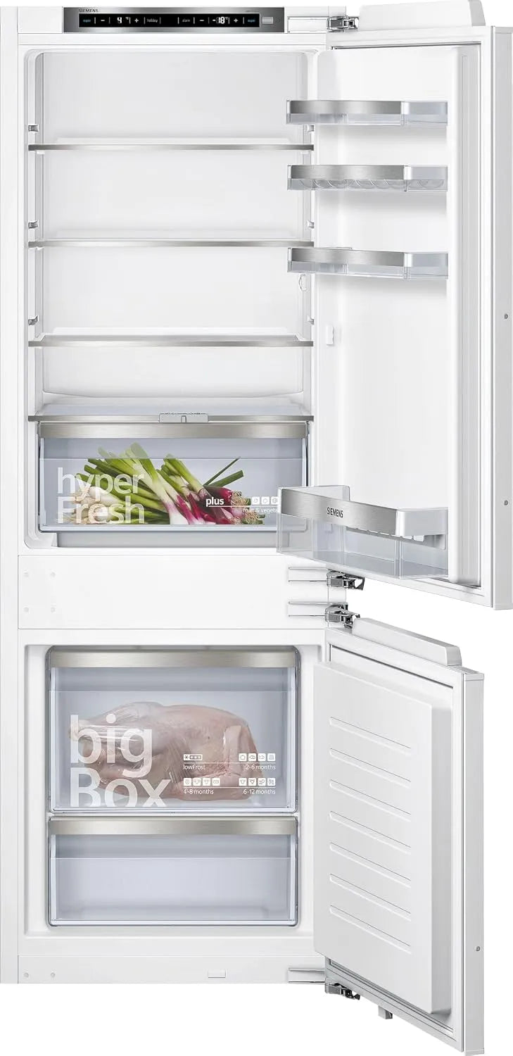 Siemens iQ500 KI77SxFE0 Kühl-Gefrierkombination, 169 L, 158 x 56 cm, Einbau, leise, Kühlschrank mit Gefrierfach, hyperFresh Plus für 2x längere