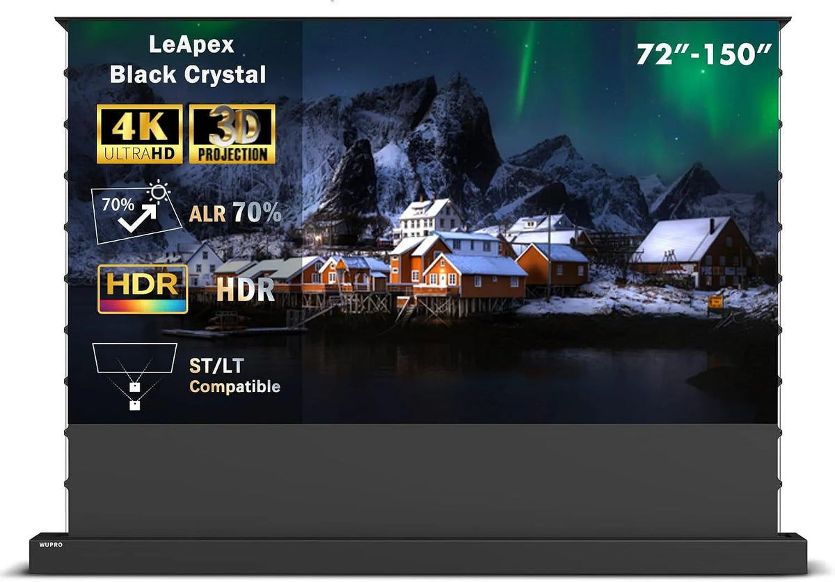 Projektor, 100 Zoll, Beamer, Schwarz, LeApex Elektrische Beamer Leinwand 100 Zoll Black Crystal ALR ST