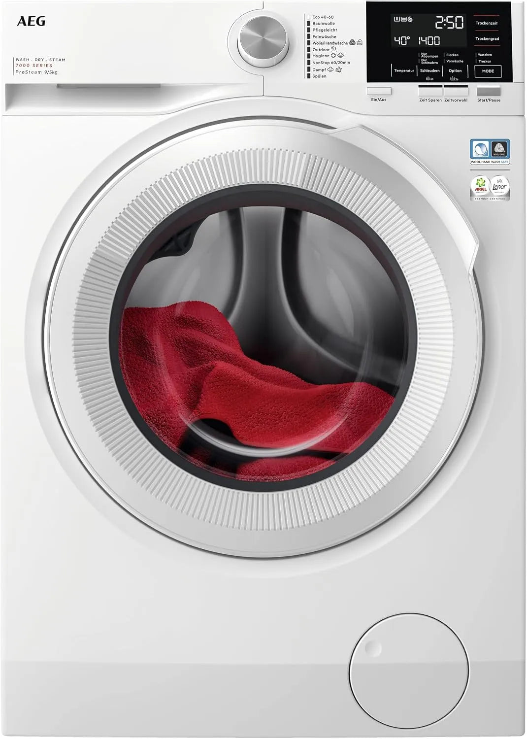 AEG Serie 7000 LWR7G60690 Waschtrockner, 9 kg, Waschmaschine, Trockner, 1600 U/min, ProSteam®, 9 kg Waschen, 5 kg Trocknen, energiesparend