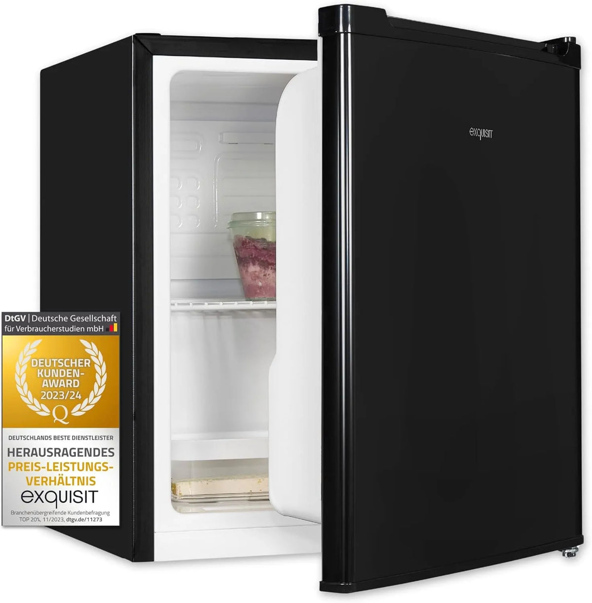 Exquisit KB05-V-040E Kühlschrank, 40 L, Schwarz, Exquisit KB05-V-040E Mini Kühlschrank Schwarz - 40L Getränkekühlschrank