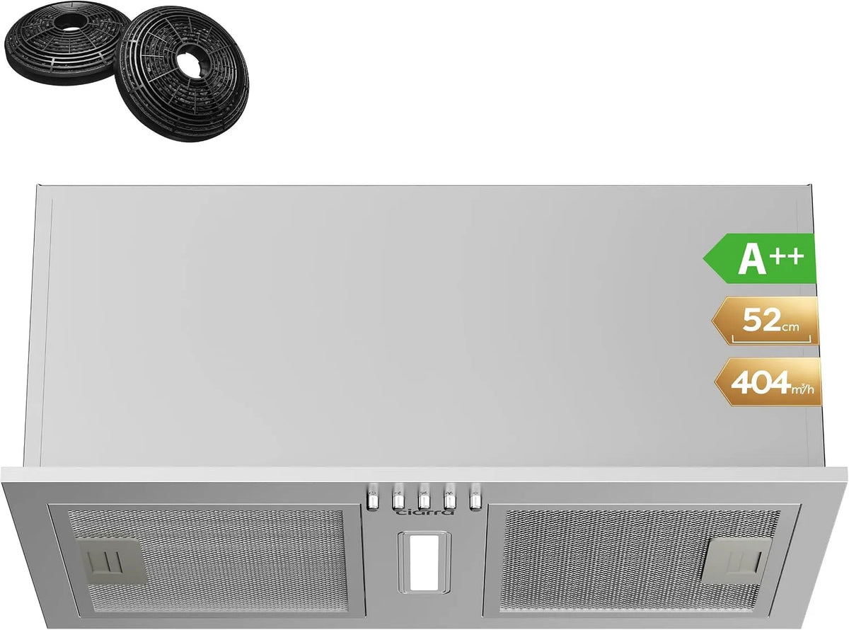 CIARRA CBCS5937A Dunstabzugshaube, 52cm, 404 m3/h, Küchenhaube, Einbau, CIARRA Dunstabzugshaube Lüfterbaustein Einbau 404m3
