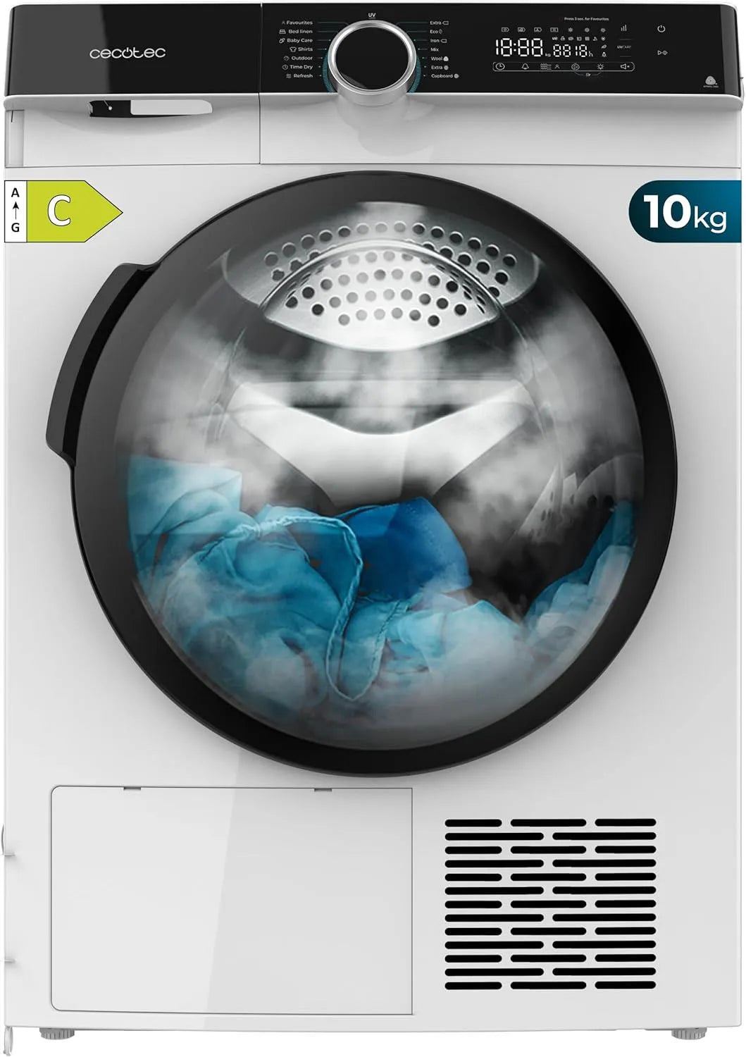 Cecotec Wärmepumpe, 10505 Inverter, 10 kg, entspricht Klasse A+++ Bolero Dresscode Dry, 14 Programme, weiß, Funktionen wie UV Care, einfaches Bügeln