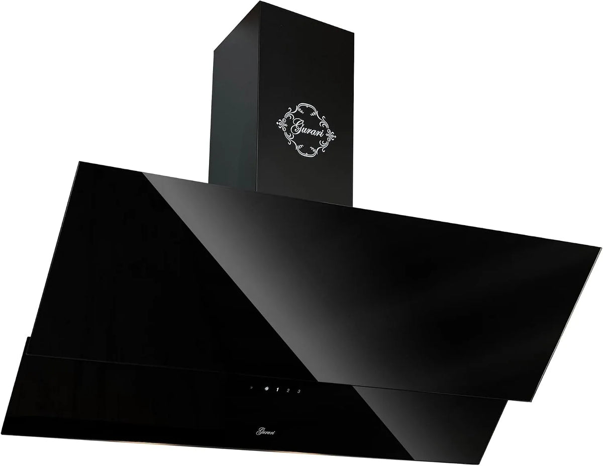 Dunstabzugshaube, 80 cm, Küchenhaube, kopffrei und schräg, Abluft- und Umluftbetrieb, Schwarz, Umluft