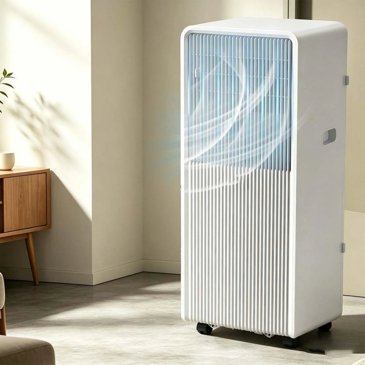 Klimaanlage, tragbar, Transportrollen, Staubfilter & 360° Rollen für den Heimgebrauch, 4 in 1 Mobile AC mit Kühlung, Smart Control Panel, Heizung