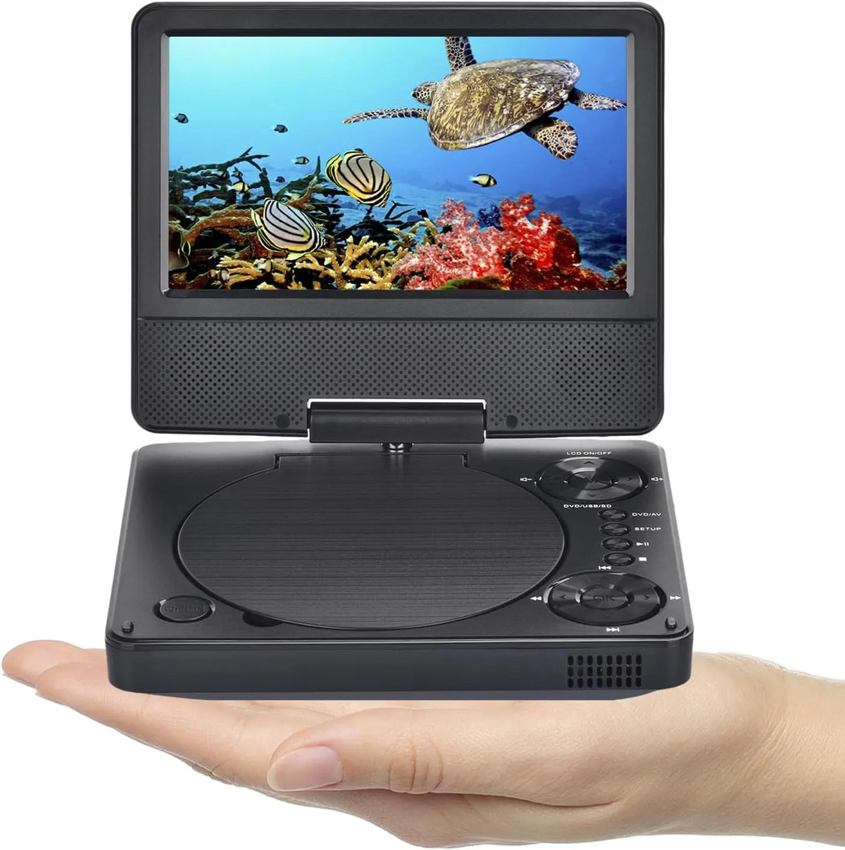 Produkt 5' Mini tragbarer DVD Player für Auto und Kinder mit Bildschirm 7, YOOHOO 9, 5' HD Bildschirm, mit akku, unterstützt alle Regionen, Kopfhörer