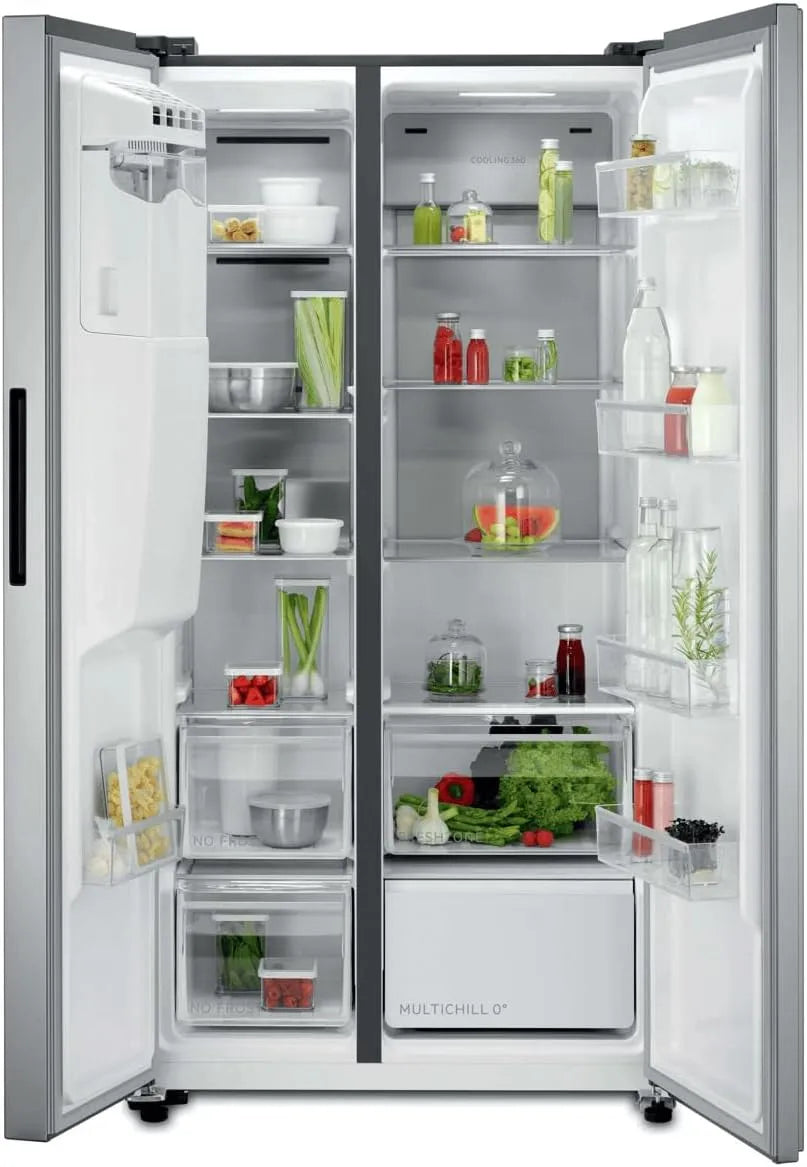 AEG ORx9V351DU Kühlschrank, 572 L, No Frost, Edelstahl, Grau, Side by Side Kühlschrank, 1775 mm, AEG 9000 MultiChill 0°, Seiten grau