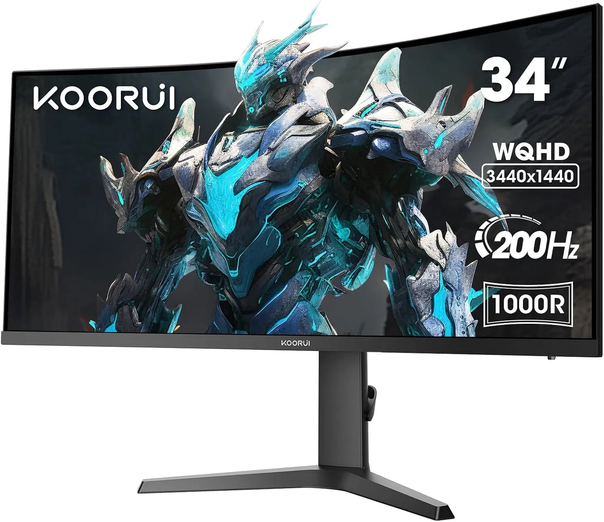 Monitor, 34 Zoll, 200 Hz, Gaming-Ausstattung, HDR, WQHD, HDMI, PC-Bildschirm, KOORUI 34 Zoll Curved Gaming Monitor 200Hz Bildschirm WQHD HDR 400