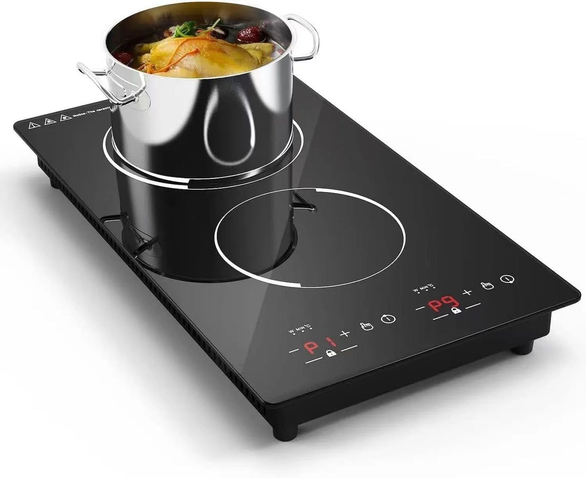 Induktionskochfeld, 30 cm, 2 Kochzonen, 3000 W, Induktionsplatte, Induktionskochfeld 2 Platten 3000W