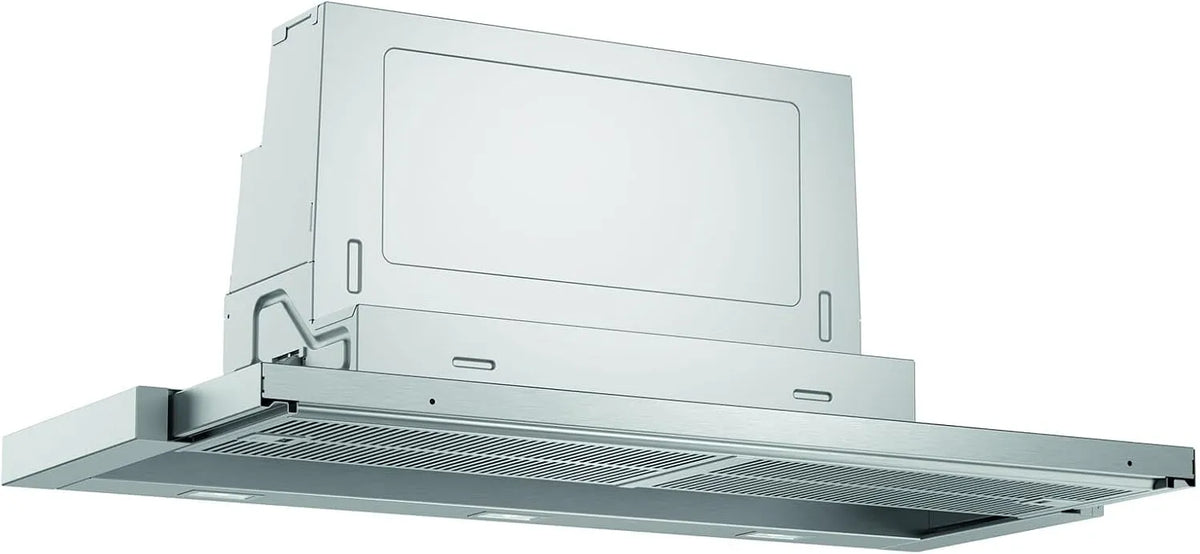 Bosch 90 cm breit, DFR097A52 Serie 4 Flachschirmhaube, Um- & Abluft, Made in Germany Serie 4 DFR097A52, gleichmäßige LED-Beleuchtung, Silbermetallic
