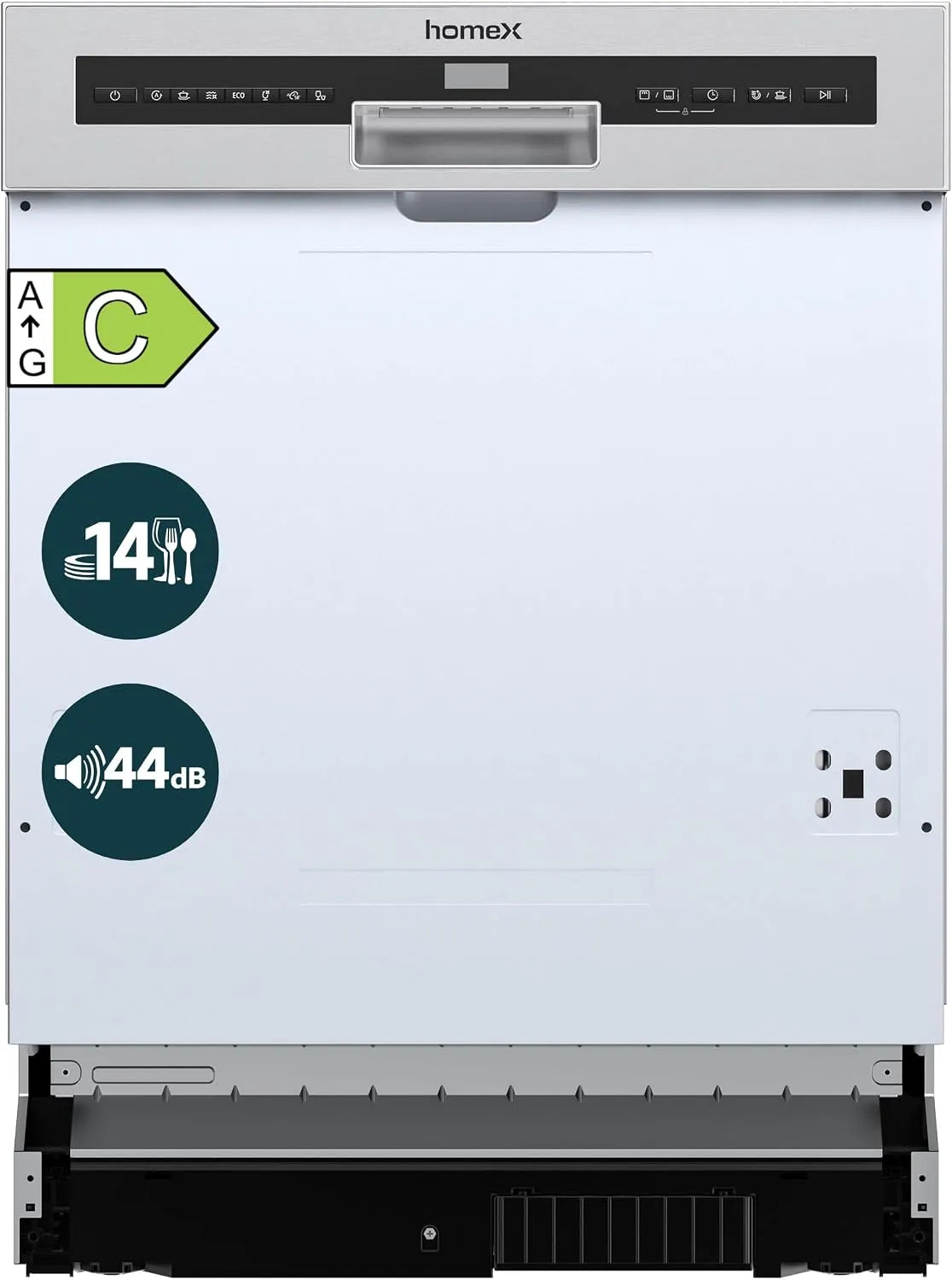 Geschirrspüler, 60 cm, Spülmaschine, homex DWSI601444C, homex DWSI601444C Geschirrspüler 60 cm Spülmaschine teilintegrierbar EEK C