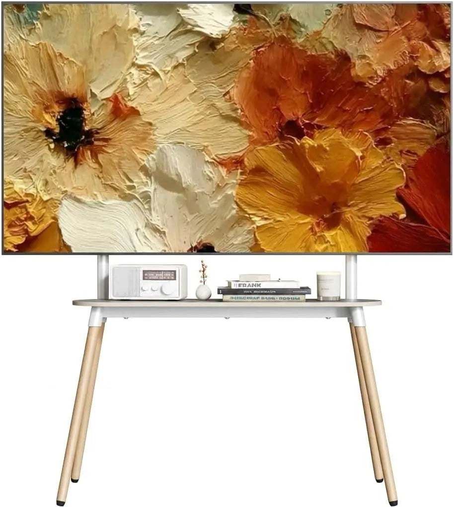 TV-Möbel, 86 Zoll, Weiß, TV Ständer Holz für 49 bis 86 Zoll Fernseher bis zu 50KG
