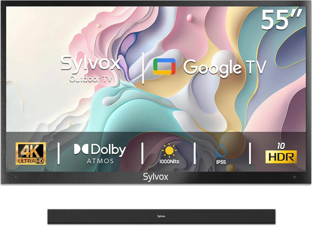 Google Smart TV, 55 Zoll, Fernseher, 4K UHD, Outdoor, IP65, 1000 nits Helligkeit Partial Sun, Deck Pro 2, Unterstützung Google Assistant