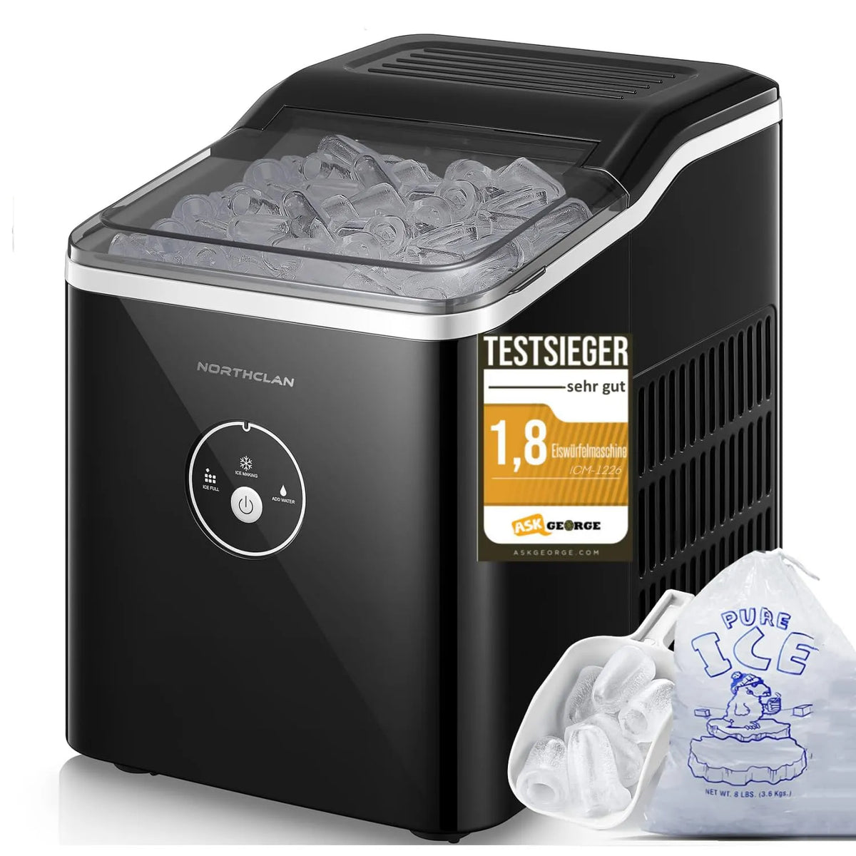 Eiswürfelmaschine, 4K UHD, 14KG Ice Maker für Zuhause, NORTHCLAN Eiswürfelmaschine Testsieger 2026