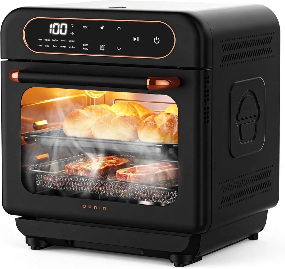 Backofen, 12 L, 1100 W, OUNIN 8-in-1, Dampf, 1100W, OUNIN 12L Minibackofen