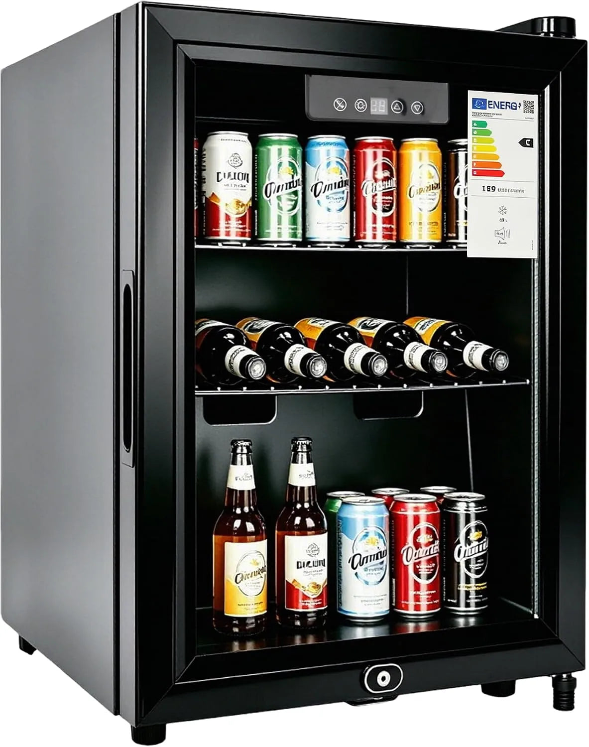 Weinkühlschrank, Weinkühler, Glas, freistehend, leise, LED-Display & Innenbeleuchtung
