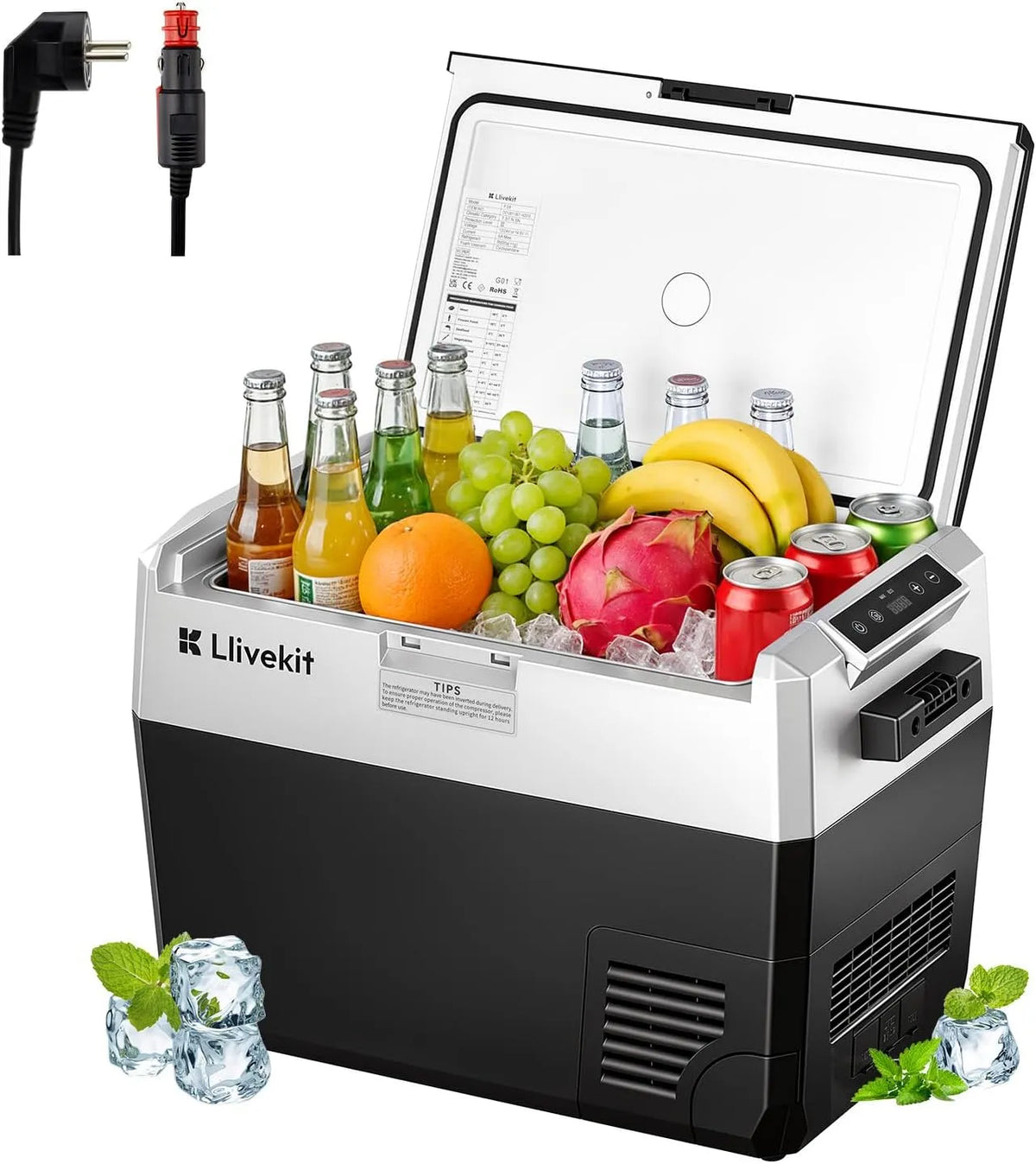 Elektrische Kühlbox, 40 L, 24 V, LLIVEKIT 12, 24V, tragbar, mobile Kühlbox, -20~20°C, LLIVEKIT 40L Kompressor Kühlbox