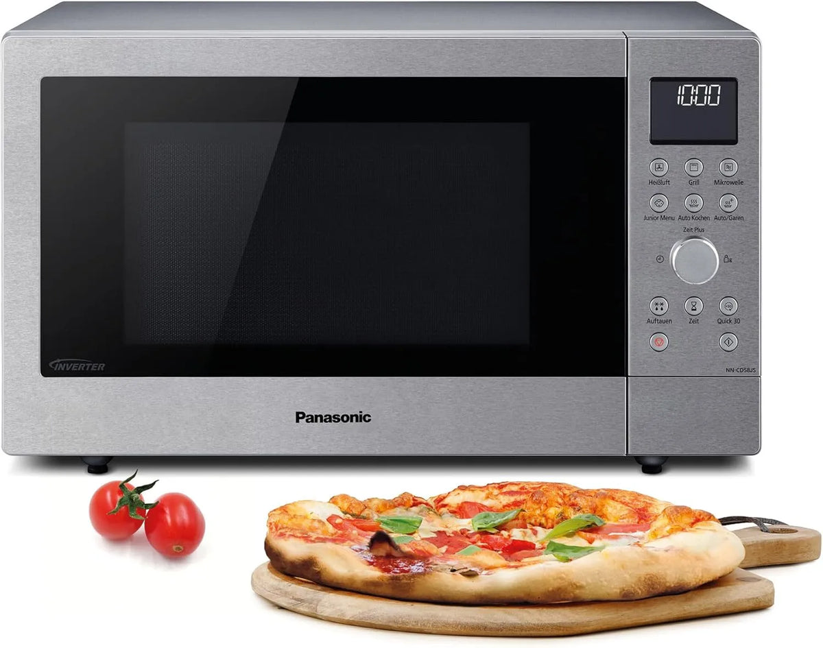 Panasonic NN-CD58JSGPG Mikrowelle, 27 L, 1000 W, 100 bis 220 °C, Grill, Auftaufunktion, Edelstahl, Mikrowellenofen, 29 automatische Programme