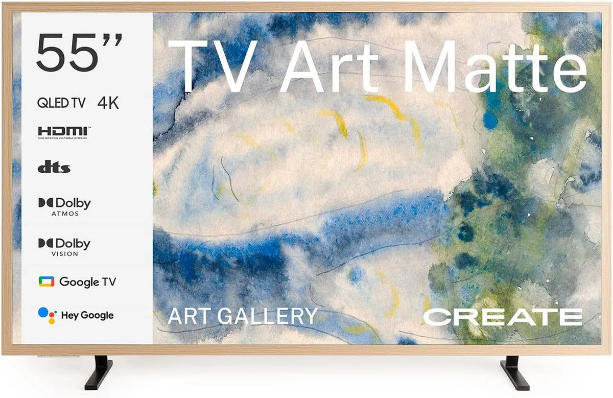 Smart TV, Fernseher, 4K UHD, QLED, HDMI, Blau, HDMI TM, CREATE/TV Art Matte, Blendfreier Bildschirm und Kunstgalerie, Sprachsteuerung, Lichtsensor