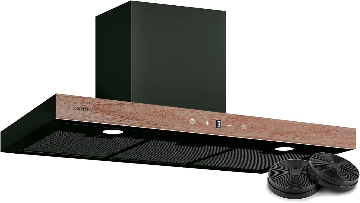 Klarstein Dunstabzugshaube, 90 cm, 885 m3/h, 47 dB, Küchenhaube, Abluft- und Umluftbetrieb, Boost, Touch-Bedienung, leise, Schwarz, LED 4000 K