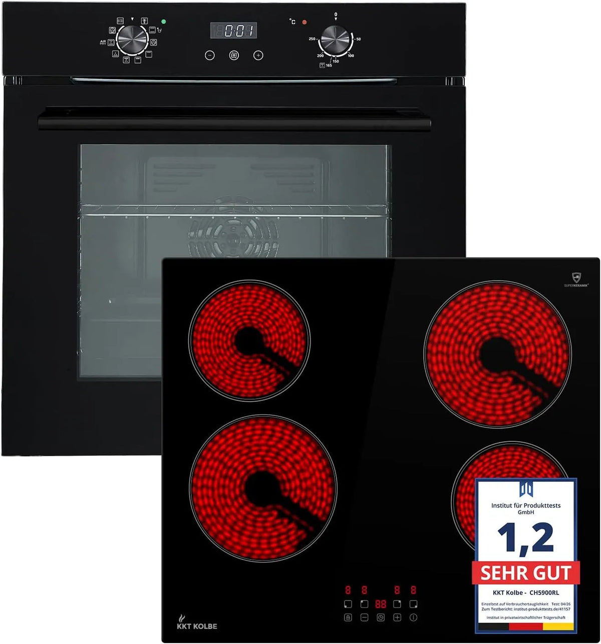 Herdset mit Kochfeld und Backofen, KKT SET7005FBCH5900RL, Schwarz, KKT KOLBE Herdset SET7005FBCH5900RL