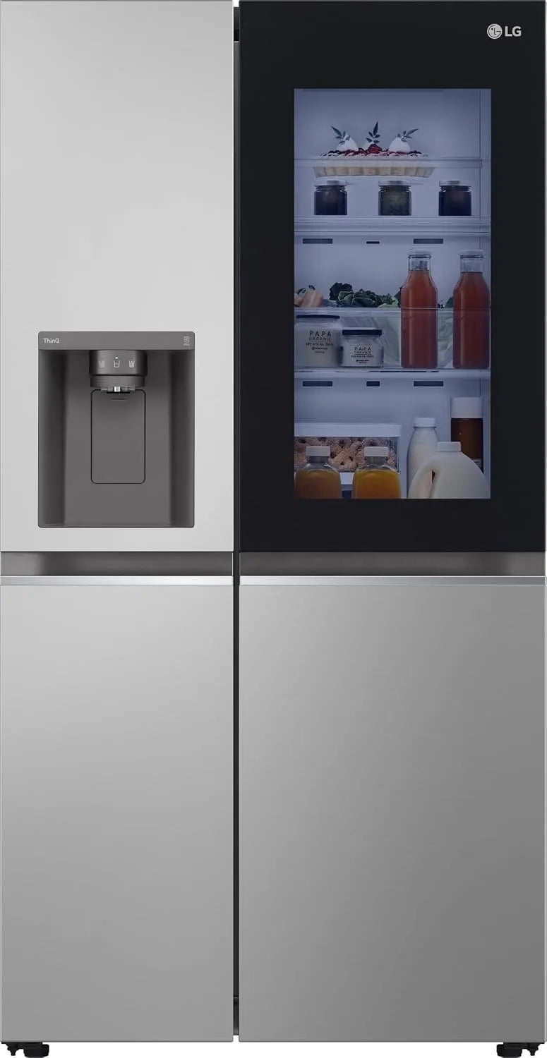 LG GSGB71PYLL Kühlschrank, 635 L, Energieklasse E, großer Wassertank, Gefrierfach, Inverter, Silber, mit InstaView