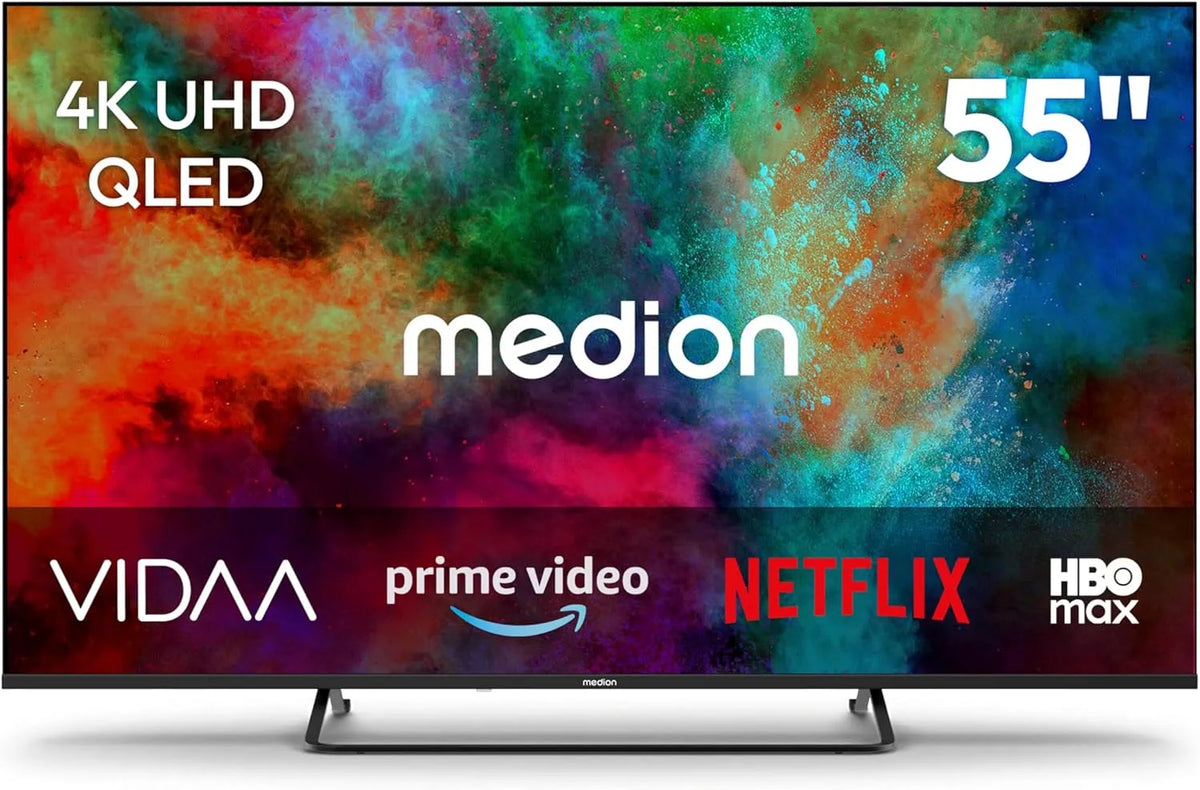 Smart TV, 55 Zoll, Fernseher, QLED, HDR, Dolby Audio, Bluetooth, PVR-Aufnahme, MD 855602, MEDION 138, Dolby Atmos, HBO Max, VIDAA Store, DAZN