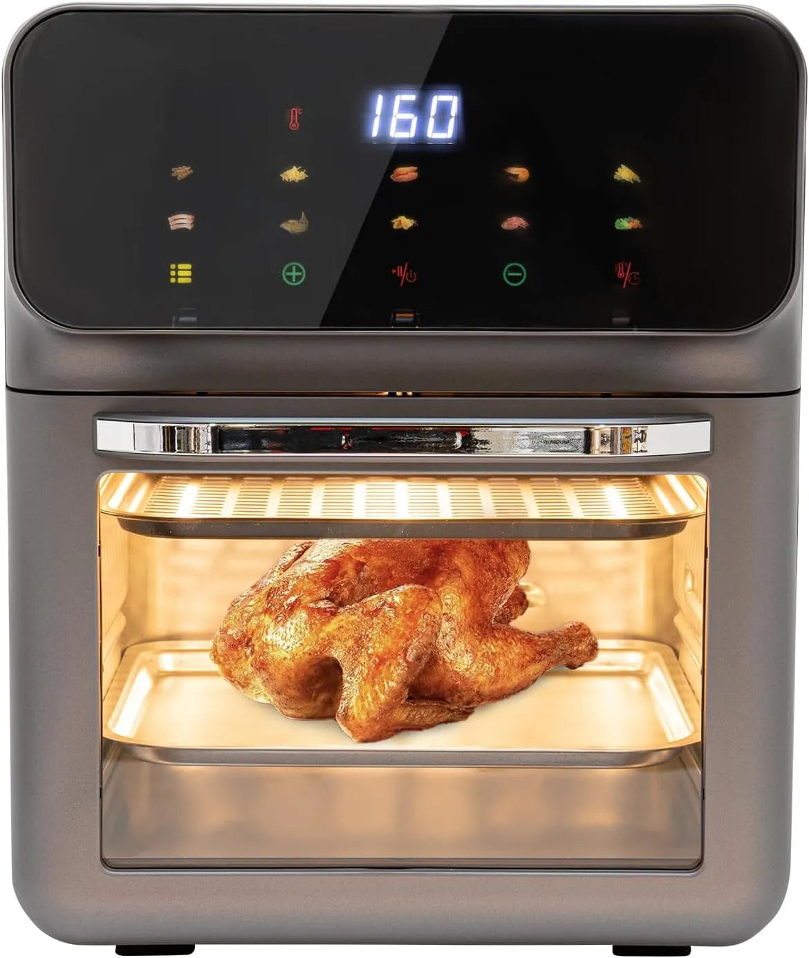 Backofen 1Ofenhandschuh, 100 bis 200 °C, Touch-Bedienung, Timer, LCD-Display, Elektrischer Backofen, Heißluftofen Temperaturregelung 100-200 °C Inkl