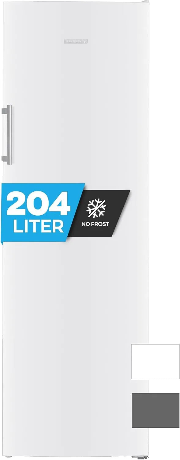 Gefrierschrank, 204 L, No Frost, Gefrierfach, 2 Temperaturzonen, Tiefkühlschrank, Weiß, LED-Display, wechselbarer Türanschlag, 2x Schubfächer