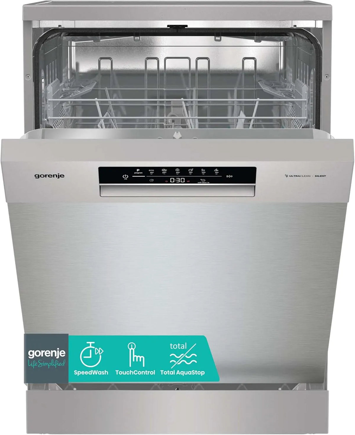 Gorenje GS642E90x Geschirrspüler, 60 cm, Hygiene, aquaStop, Besteckkorb, freistehend, SpeedWash Funktion, 13 Maßgedecke, vollständiger Überlaufschutz
