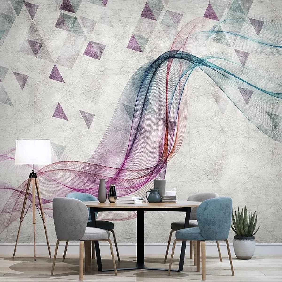 Fototapete 3D-Linien, 300x210cm, Wunschgröße, 3D-Optik, Wohnzimmergestaltung, Benutzerdefinierte Fototapete Nordische abstrakte 3D-Linien Moderne