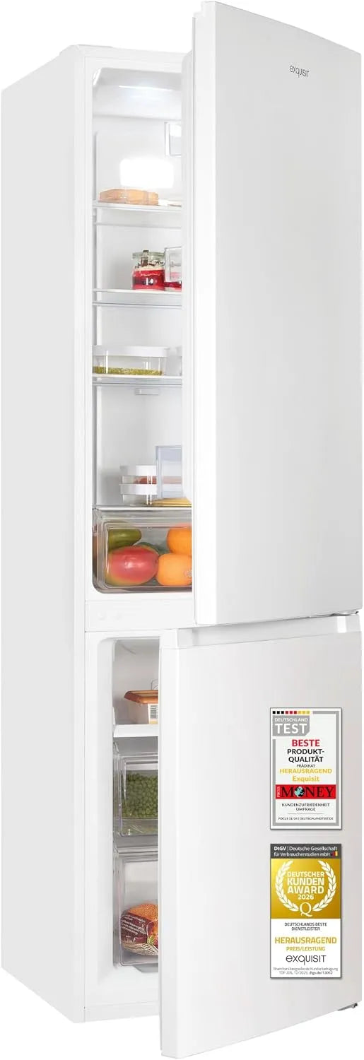 Exquisit Kühl-Gefrierkombination, 253 L, No Frost, Kühlschrank mit Gefrierfach, Weiß, 5 cm, 54