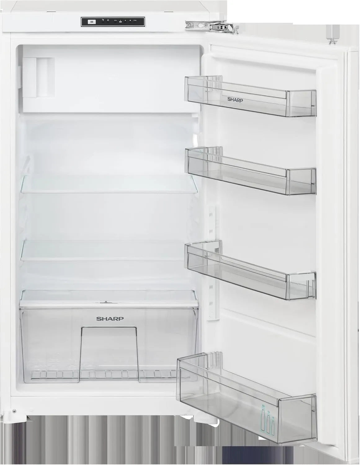 Sharp SJ-LD140E0xD-EU Kühlschrank, 139 L, 33 dB, Energieklasse D, Einbau, Gefrierfach, 103 cm Nische, H 102 x B 54 cm, Gemüsefach mit, Festtür