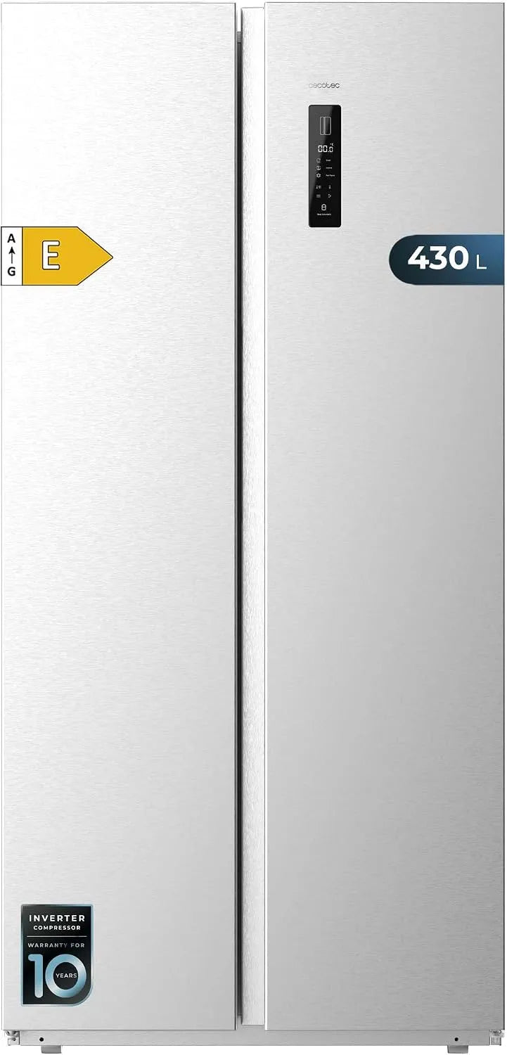 Cecotec Bolero CoolMarket SBS Kühlschrank, 430 L, No Frost, Inverter, Edelstahl, Fast Cooling + Fast Freezing, Door Display, Multi Airflow, Eco