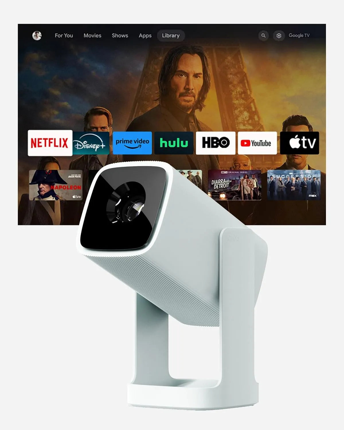 Google Smart TV, Fernseher, tragbar, Bluetooth, Android OS, Keystone-Korrektur, Heimkino für kleine Räume, Schlafzimmer