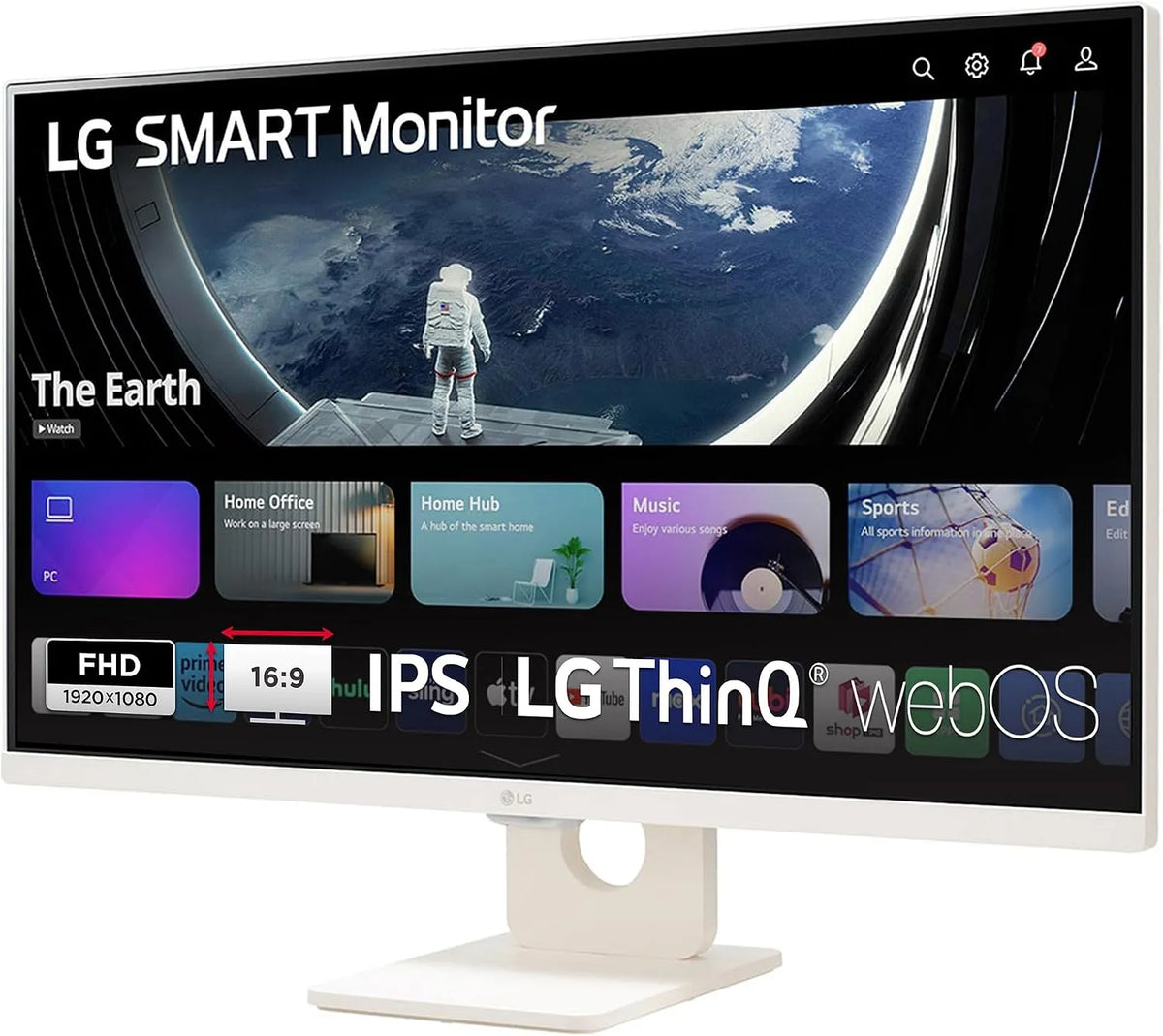 LG 32SR50F-W.AEU Monitor, 32 Zoll, webOS, HDR, Full HD, IPS-Panel, Weiß, HDR10, LG MyView 32SR50F-W.AEU